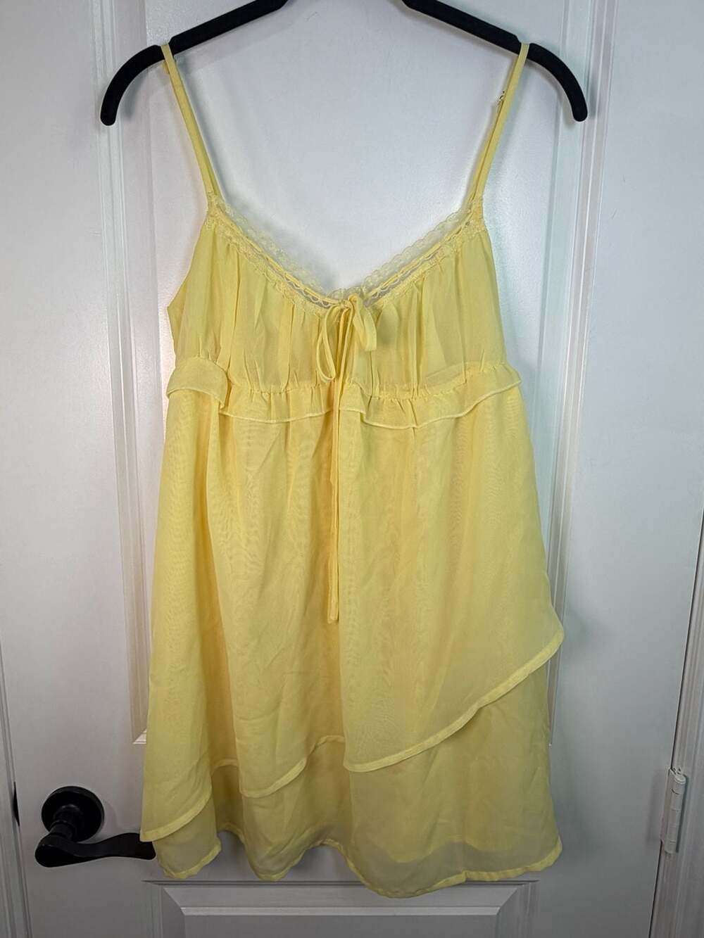 Grey Bandit Yellow Chiffon Lace Trim Babydoll Camisole Dress Size S BRD2836G-1